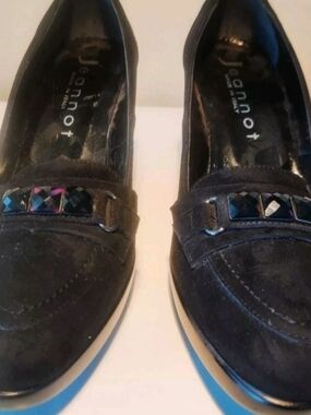 Jeannot Women's Heels Wedge Black Suede 39/9US Made in ITALY NEW
